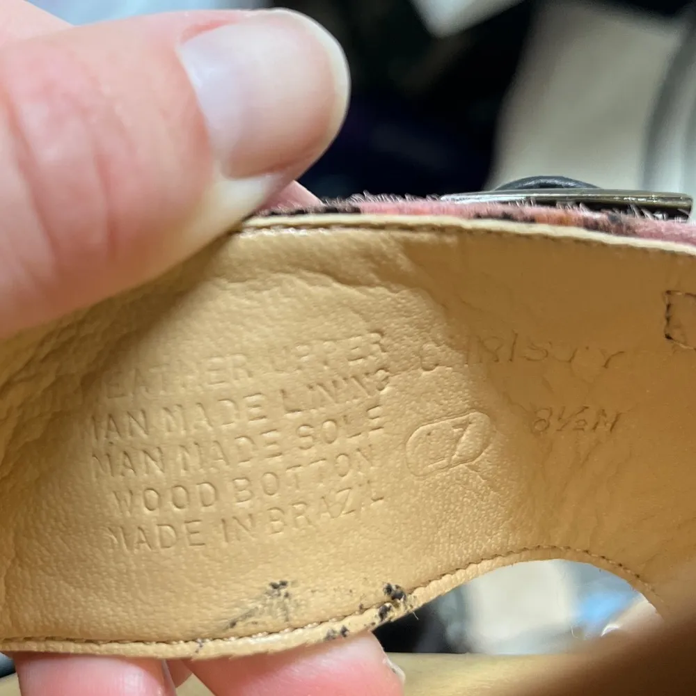 Gianni Bini Christy Leopard Print Calf Hair Wooden Base Slide Kitten Heel Sz 8.5 - Image 10