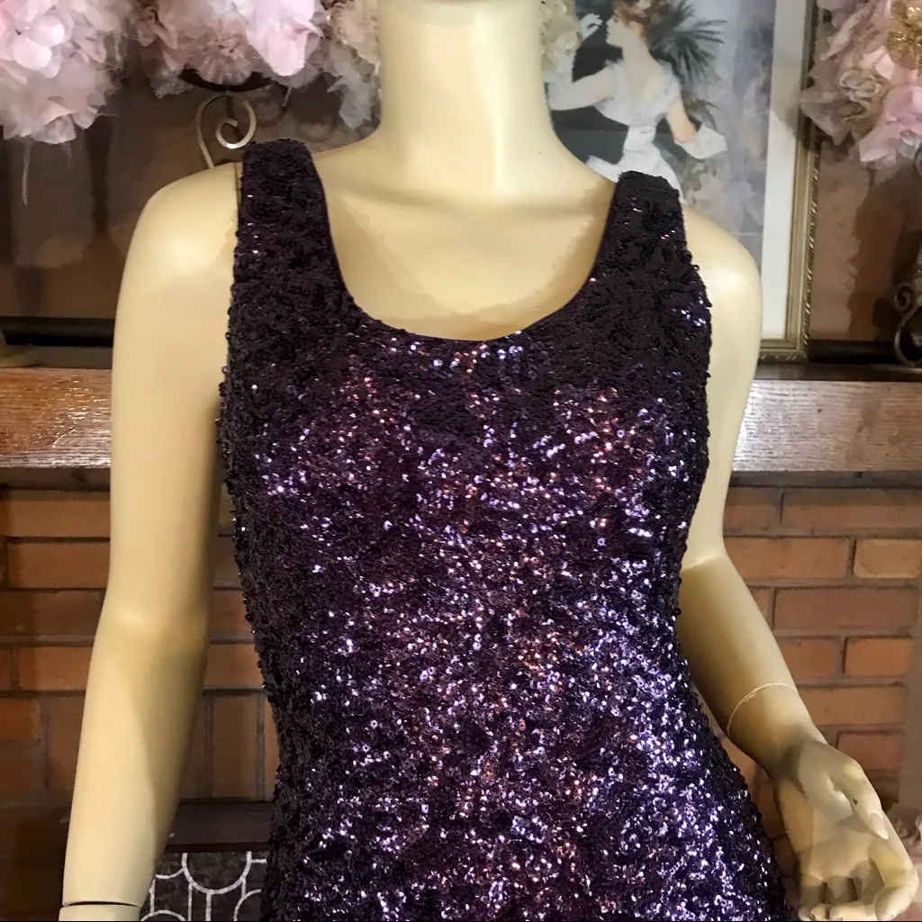 LA FEMME PURPLE SEQUIN BODY CON COCKTAIL MINI DRESS NWT (2) - Image 6