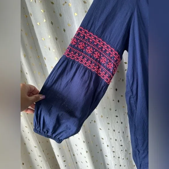 Vineyard Vines Nautical Embroidered Pintuck Bishop Sleeve Shift Dress Vacation L - Image 4