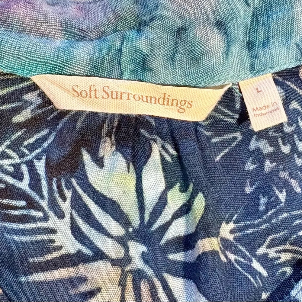 SOFT SURROUNDINGS Women's Corales Mixed Print Lightweight Buttoned Tunic~ L🧡 - Image 6