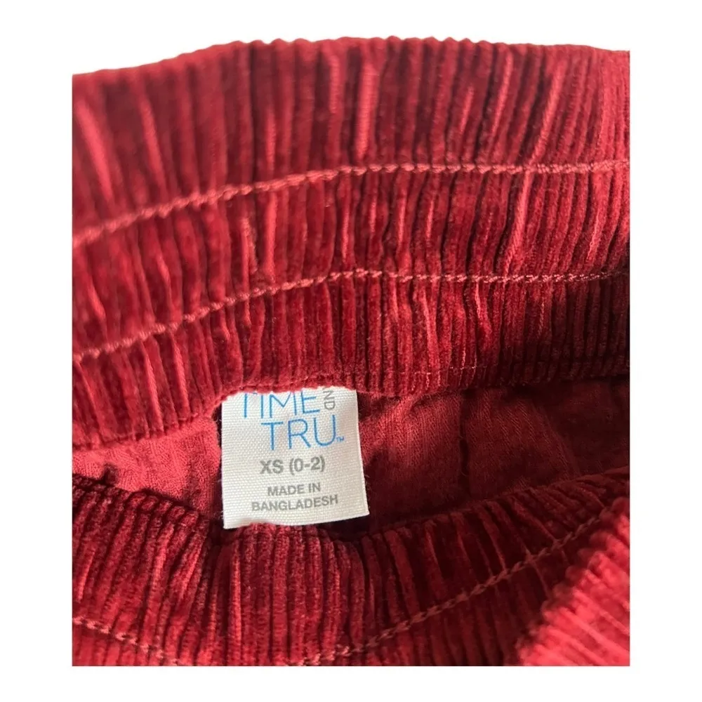Time And Tru Corduroy Ruby Burgundy Pant With Adjustable Waist String Size 0-2 - Image 4