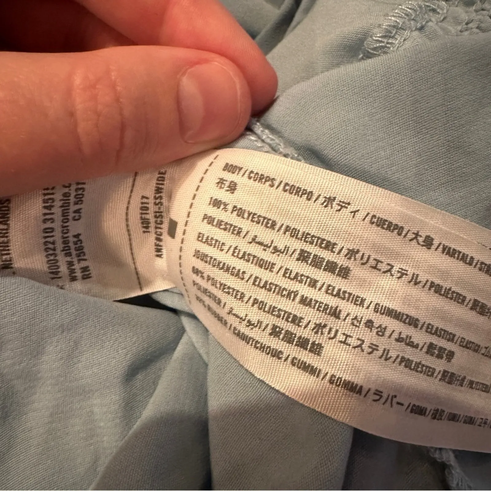 Abercrombie & Fitch Blue Short Sleeve Ruched Front Cropped Top Sz M‎ - Image 7