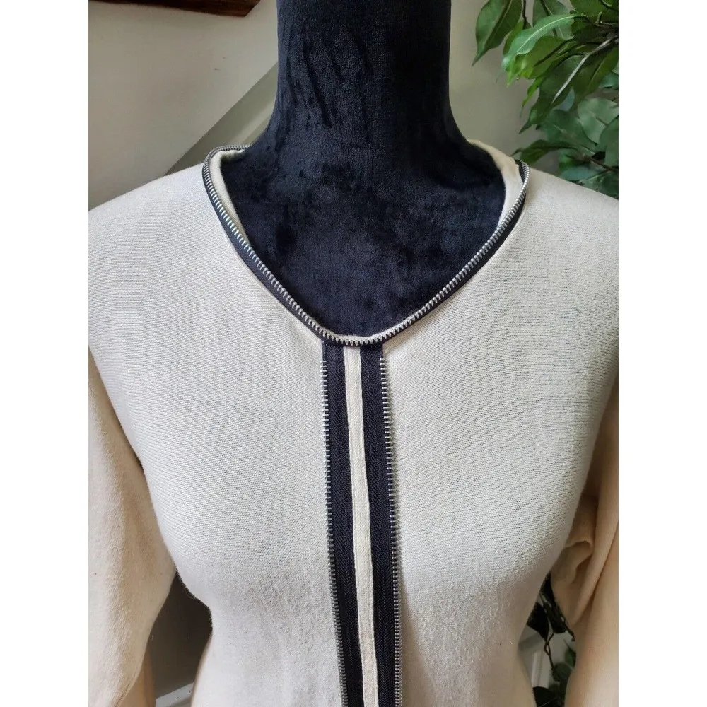 Anthropologie Twelve by Twelve Ivory V-Neck Long Sleeve Pullover Knit Sweater XS - Image 3