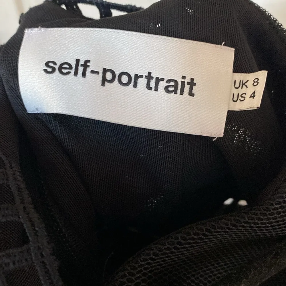 Self-Portrait Tiered Asymmetrical Lace Mini Dress Hem Dress Black Revolve Mesh 4 - Image 15