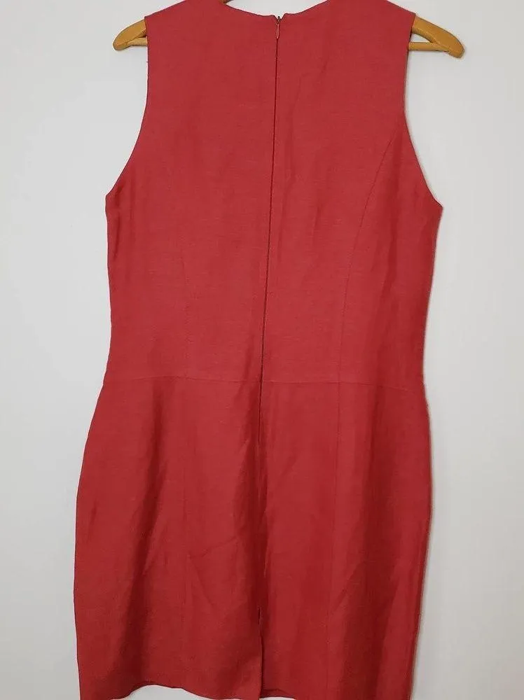Barami Viscose Linen Rust Colored Sleeveless Shift Dress Embellished Pockets 12 - Image 4