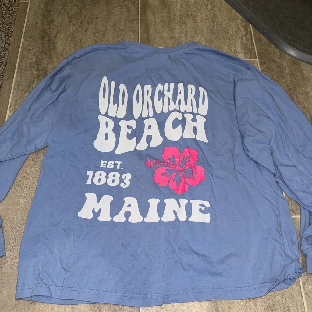 Old Orchard Beach Blue Long Sleeve Tee Size L - Image 4