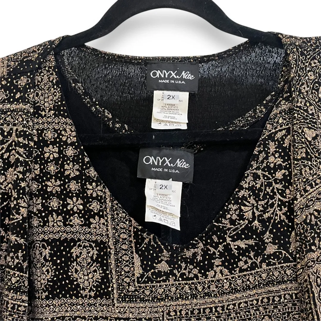 Vintage Onyx Nite glitter 2 piece blouse and jacket set Black Size 2X - Image 5