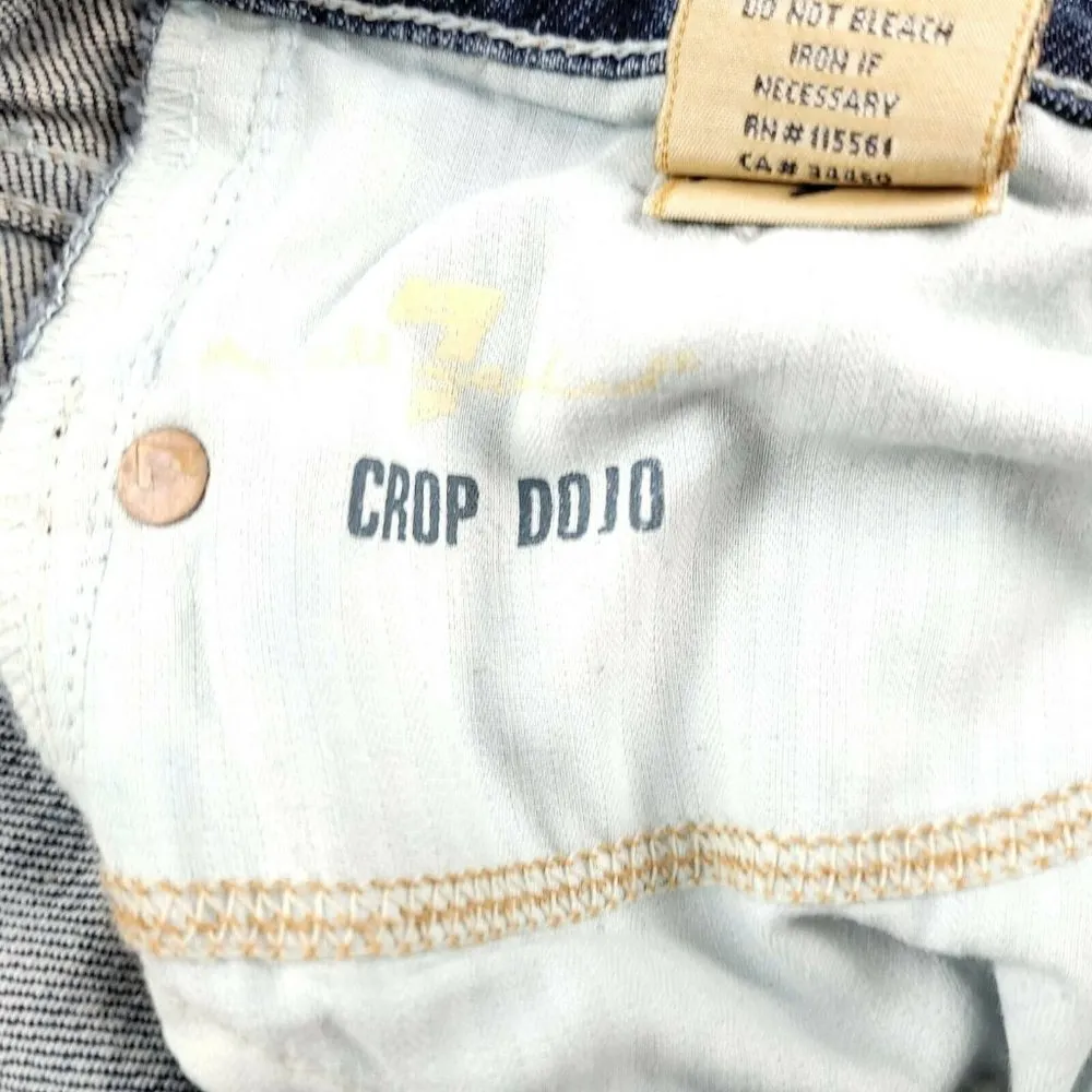 7 For All Mankind Womens Blue Denim Crop Dojo Jeans Size 28 (30x21) EUC - Image 7