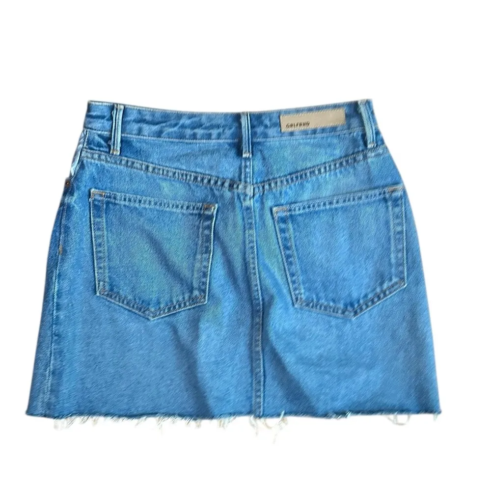 GRLFRND NEW Milla A-Frame Splice Denim Mini Skirt Two Face Wash Metallic Size 26 - Image 6