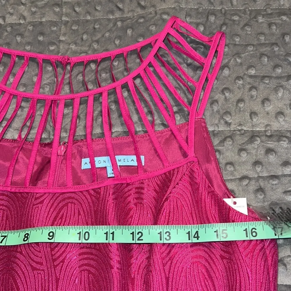 Antonio Melani size 6 fuschia dress strappy cage cutout neckline sleeveless NEW - Image 5