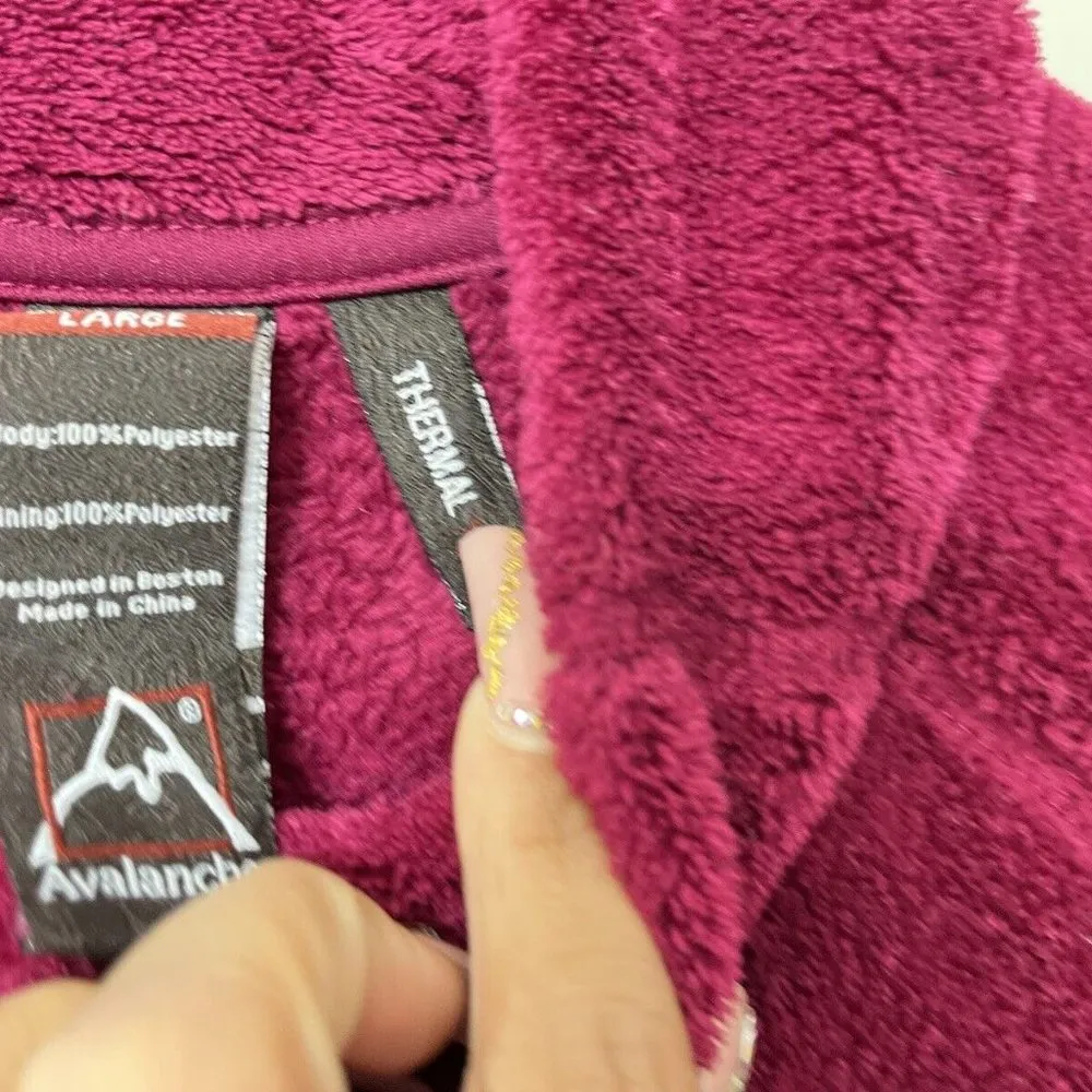 Avalanche Womens Thermal Plush Fleece Jacket Rasberry Color Size L - Image 4