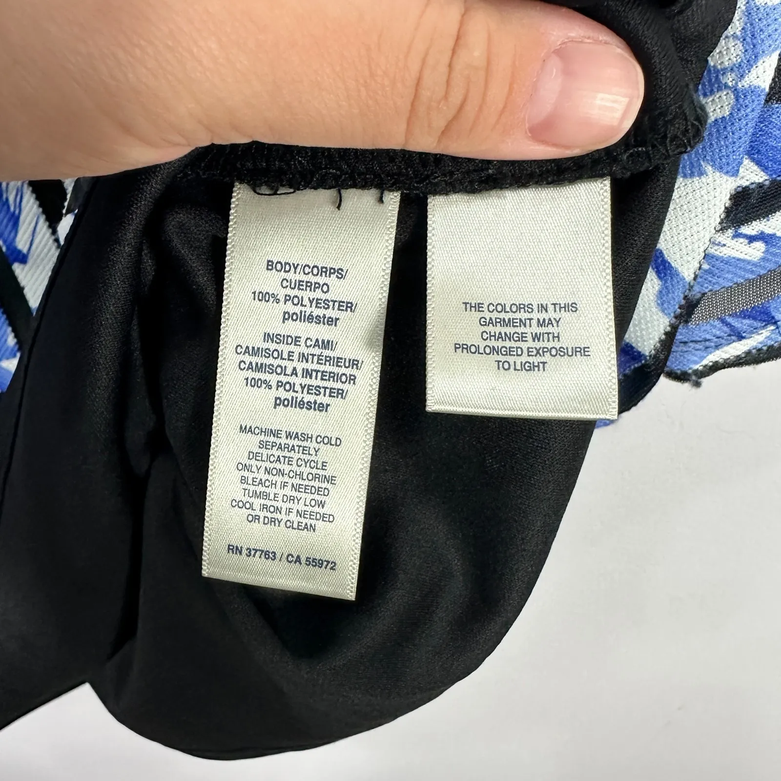 Rafaella Top L Blue White Stripe Abstract Print Resort Coastal Chic Art Dopamine - Image 4