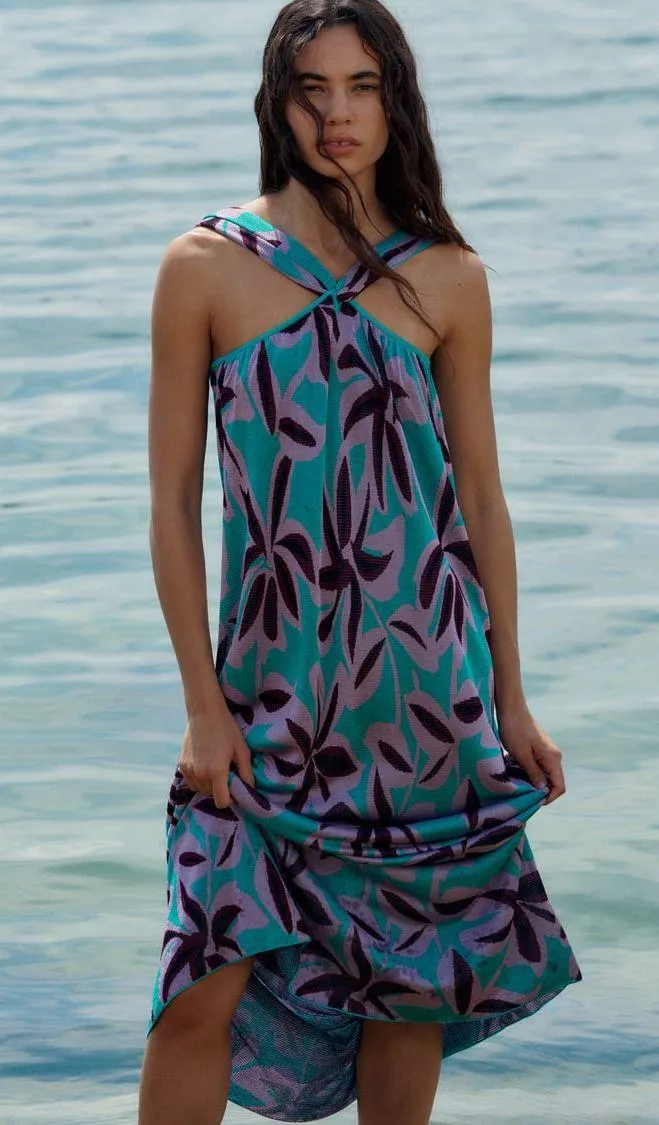 dress midi oversize printed boho jacquard long summer casual - Image 12