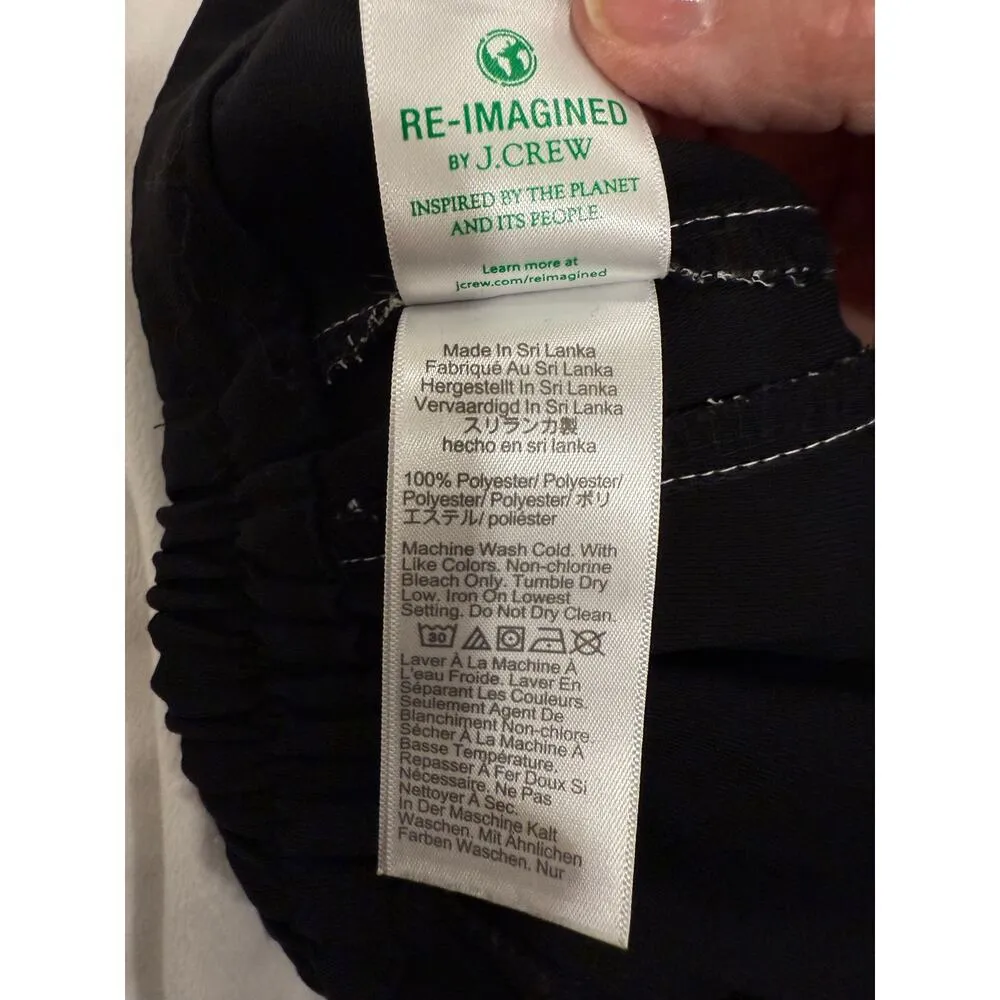 J.Crew Elastic Waist Pull On Tapered Jamie Pants Black and White Women's Size 8 - Image 4