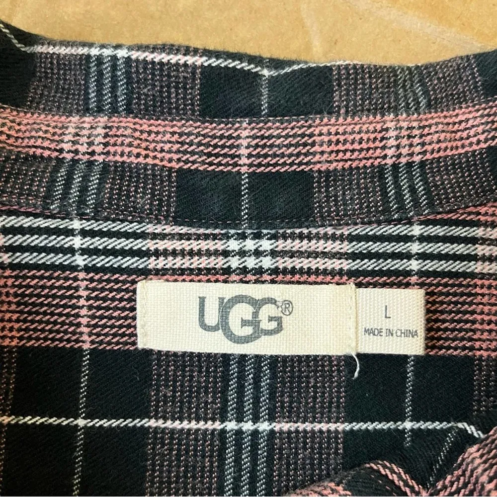 UGG Pink & Black Plaid Button Down Flannel - Image 6