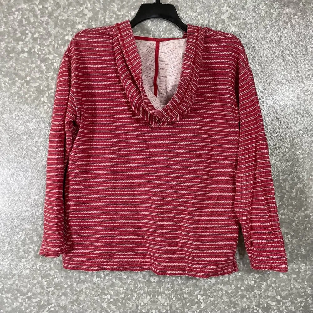Chaps Red Striped Poncho Style Hoodie Pullover - Size Medium - Kangaroo Pocket - Image 7