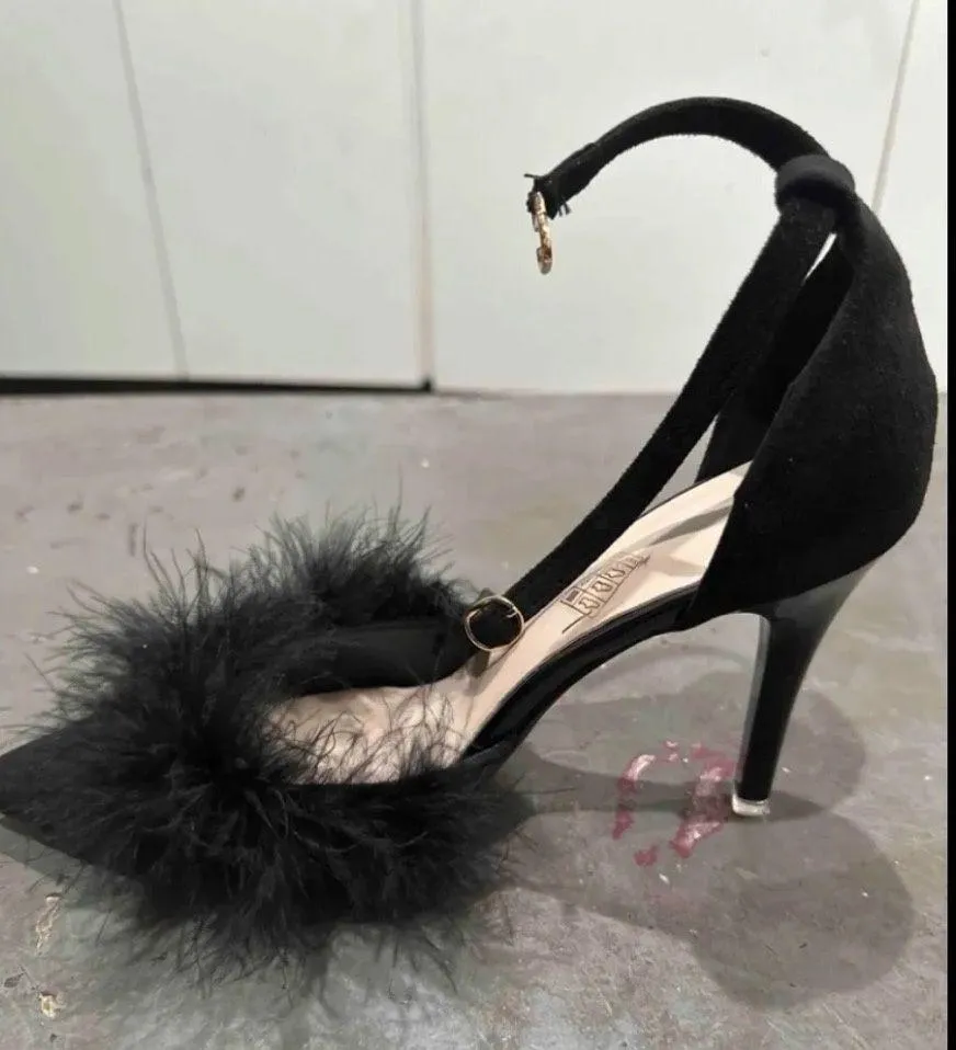 Feather Heels Black Size 9 - Image 2