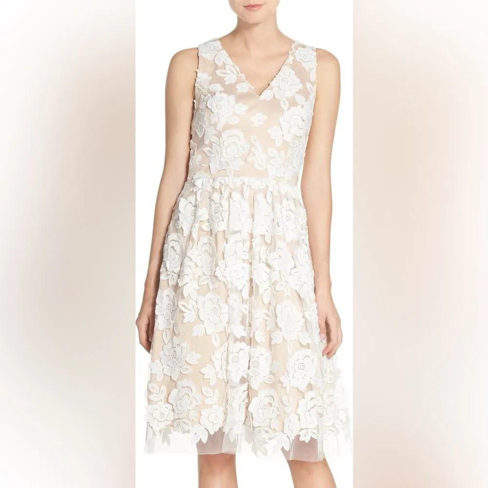 Eliza J Embroidered Mesh Fit & Flare Dress | 12 NWT - Image 2