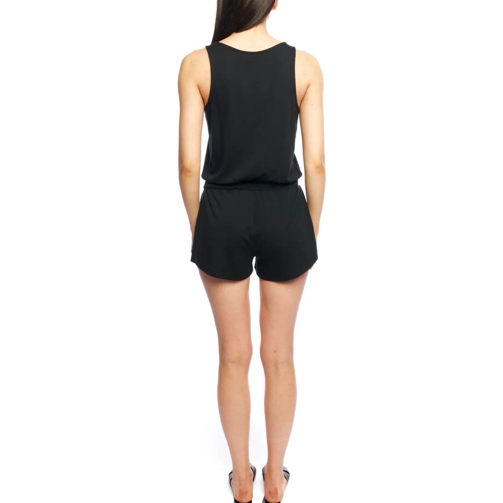 LBLC the Label Lauren Romper Drawstring Waist Pockets Black L Size L - Image 4