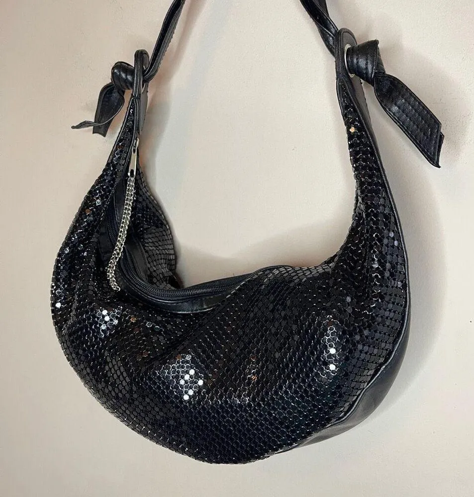 BLACK Sparkly‎ Soft Shell Evening Bag - Image 2