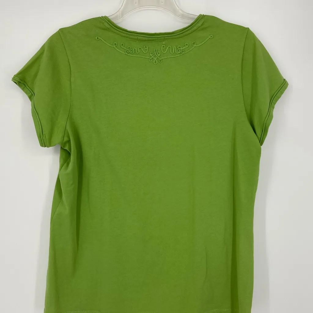 Coldwater Creek V-Neck short‎ sleeve T shirt, decorative ribbon on top, size 1X - Image 3