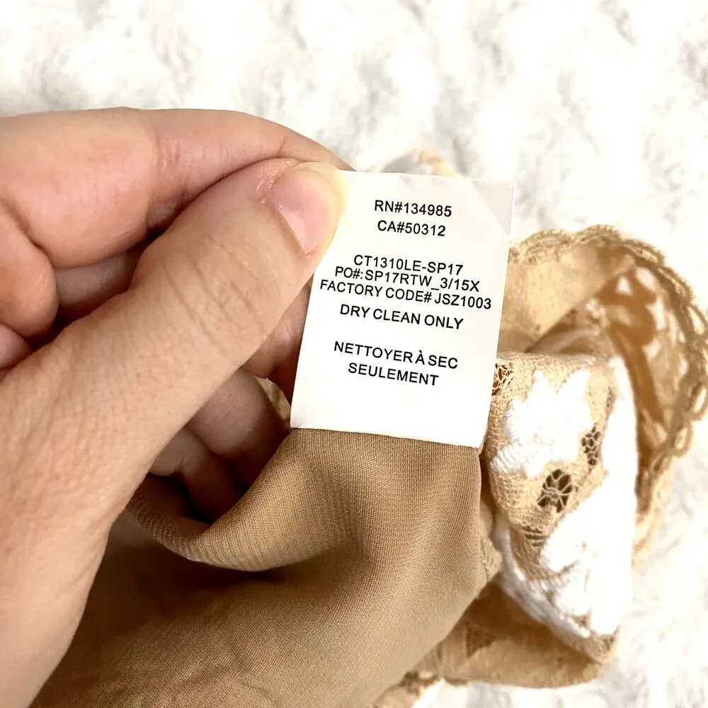 NEW For Love & Lemons Latte Beige Floral Lace Matador Tie Crop Top XS - Image 7