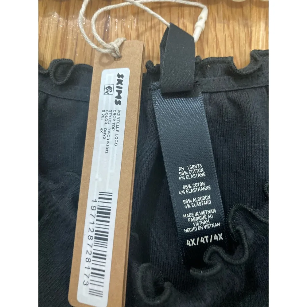 SKIMS Size 4X Pointelle Logo Crop Top Black Onyx NWT 4XL TP-CRP-3032 PLUS SIZE - Image 2
