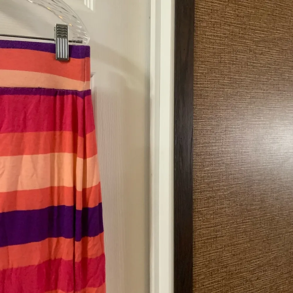 a.n.a  Orange/Purple Striped Pull On Stretch Maxi Skirt PL - Image 7