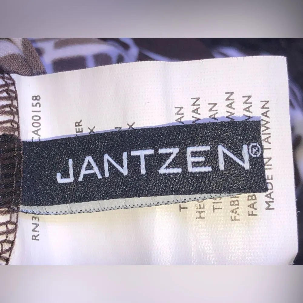 Jantzen Brown and White Midi swim or casual Dress V-Neck NWOT - Image 4