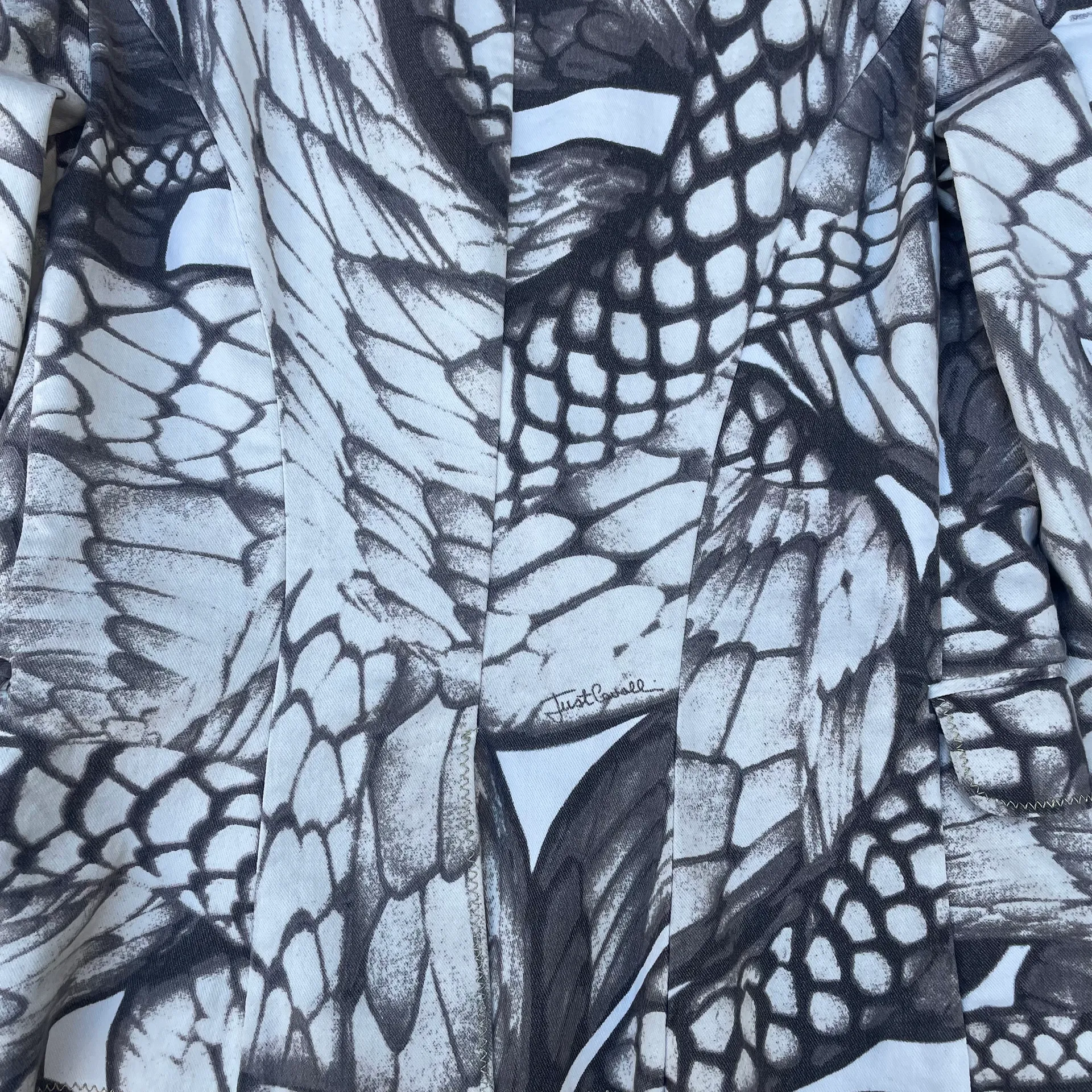 Robert Cavalli Off White Snake Skin Blazer Suit Jacket Size M - Image 3