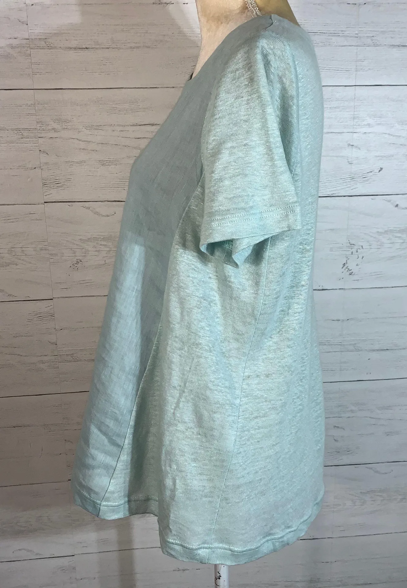 J.Jill  love linen top Womens XS Pale Aqua Round Neck - Image 3