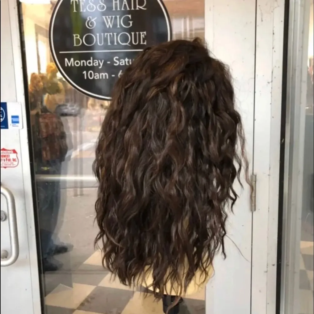 Curly Brown highlights Lacefront Wig - Image 8