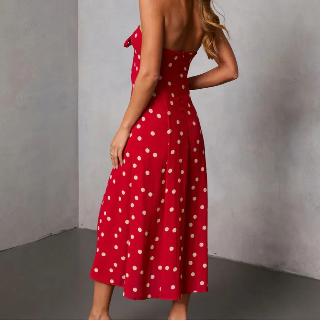 Vici- Eirah Strapless Cut Out Polka Dot Midi Dress - Image 3