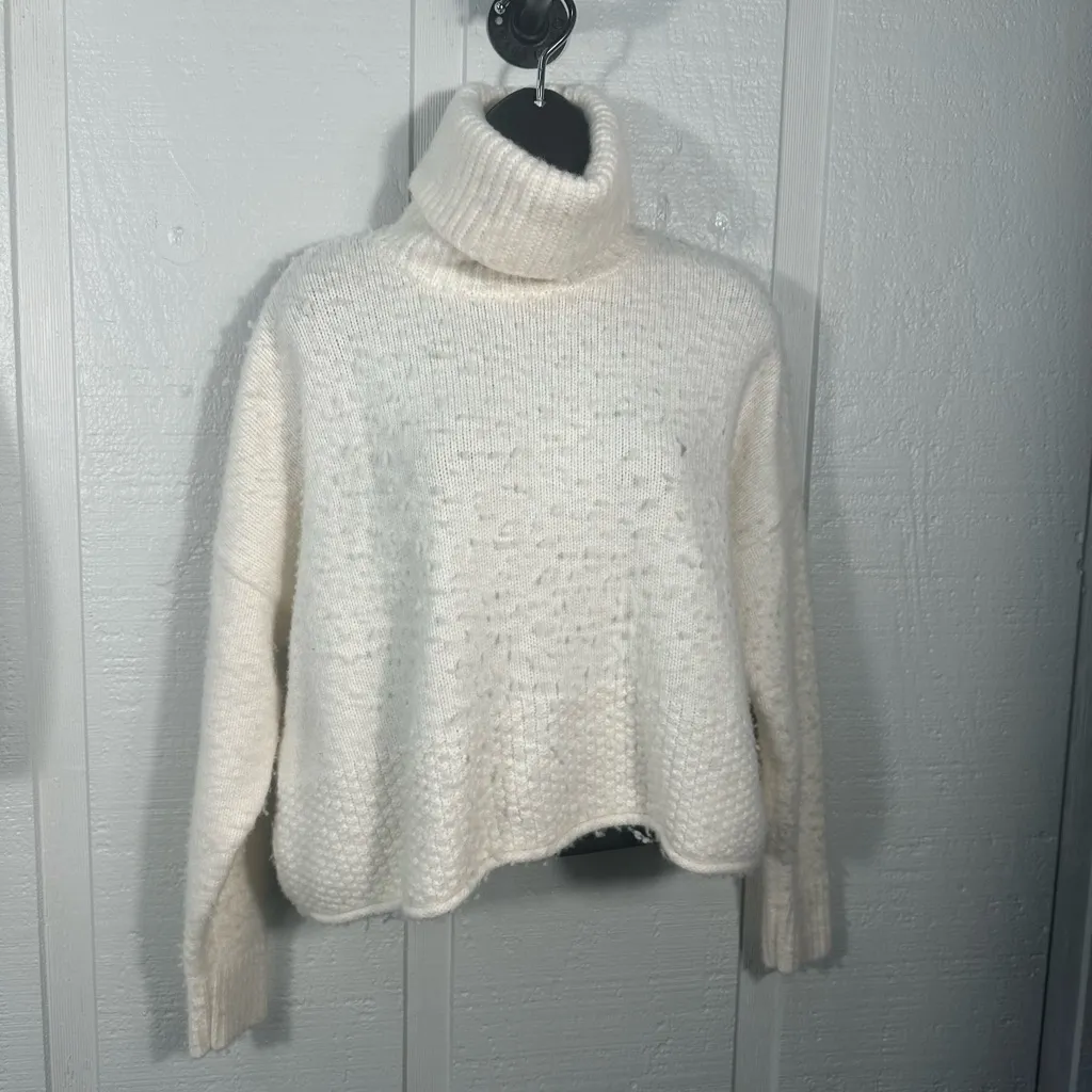 Madewell Sadler Turtleneck Ivory Sweater Size Medium NWOT - Image 2