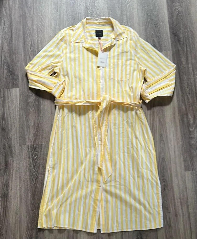 Alex Mari Stripe Print Point Collar Long Sleeve Button Front Midi Dress XL - Image 2