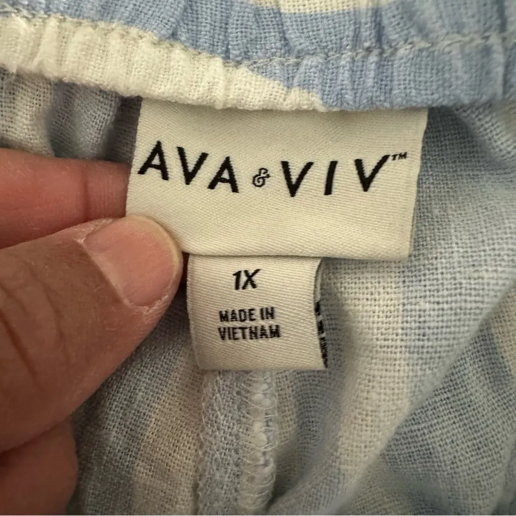 Ava & Viv  Light Blue and White Pants - Image 3