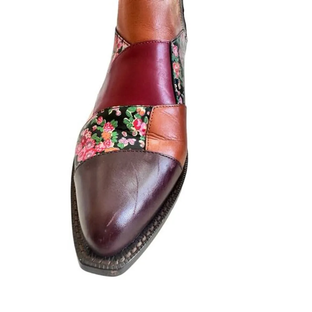 COACH Patchwork Bandit floral printed leather ankle boots booties 6.5‎ / 37 - Image 6