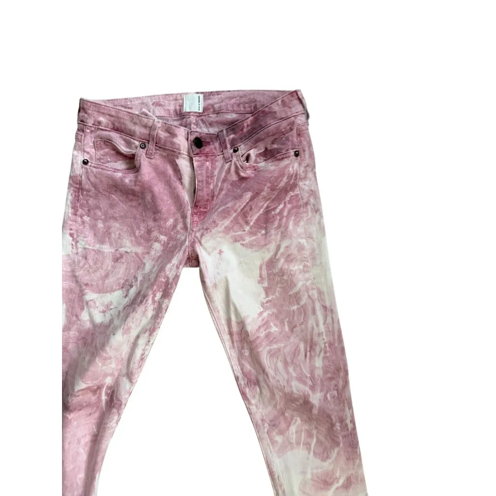 FLYING MONKEY Red White Swirl Dyed Denim Skinny Jeans Size 29 - Image 9
