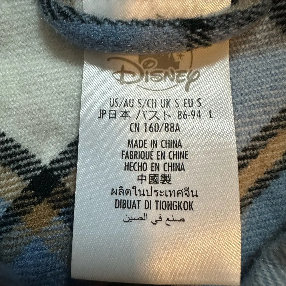 NWOT Disbey Turning Red Panda Blue White Plaid Flannel Shirt Small Oversized - Image 6