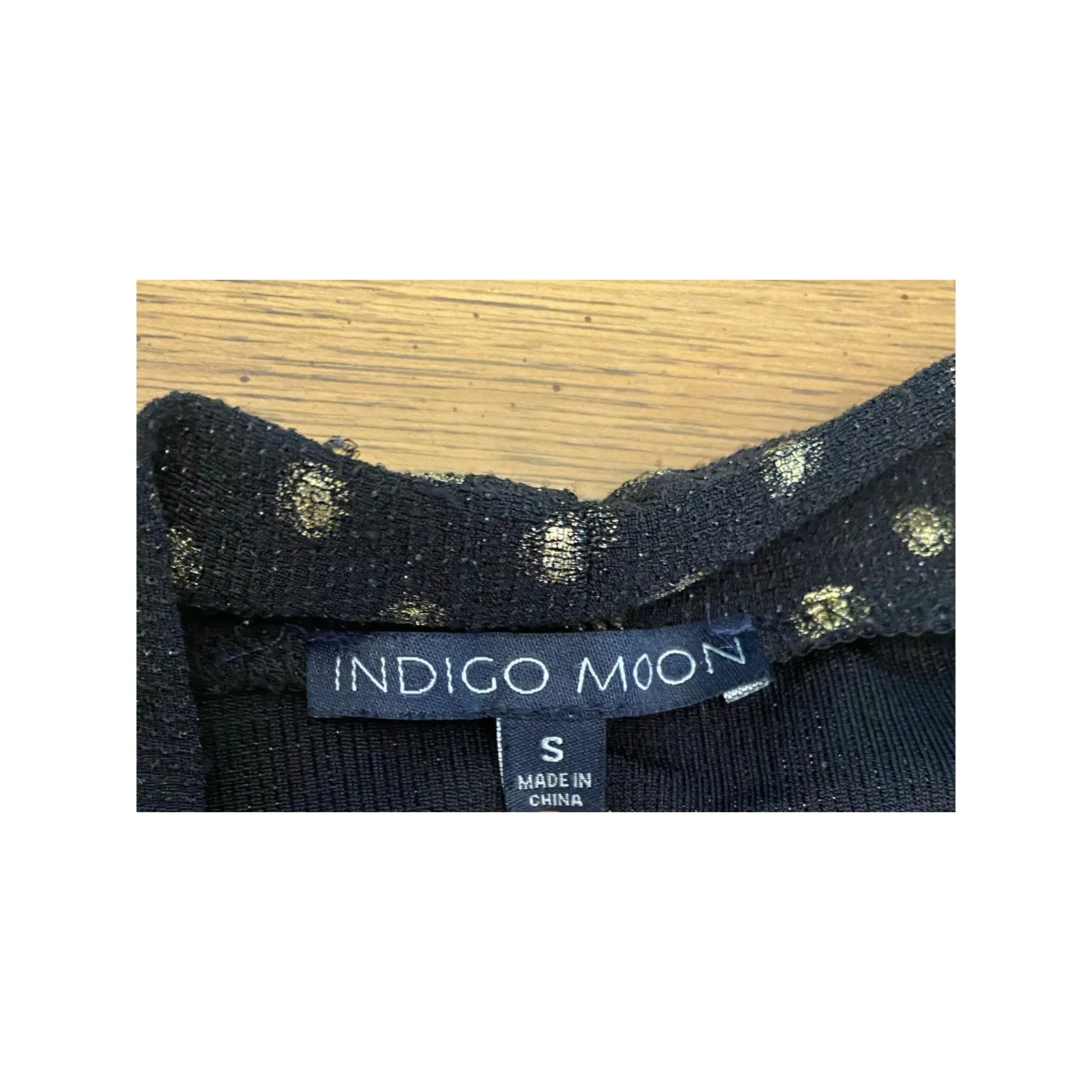 Indigo Moon Black Beaded Open Front Duster Kimono Bell Cuff Small Boho Artwear Gold - Image 5
