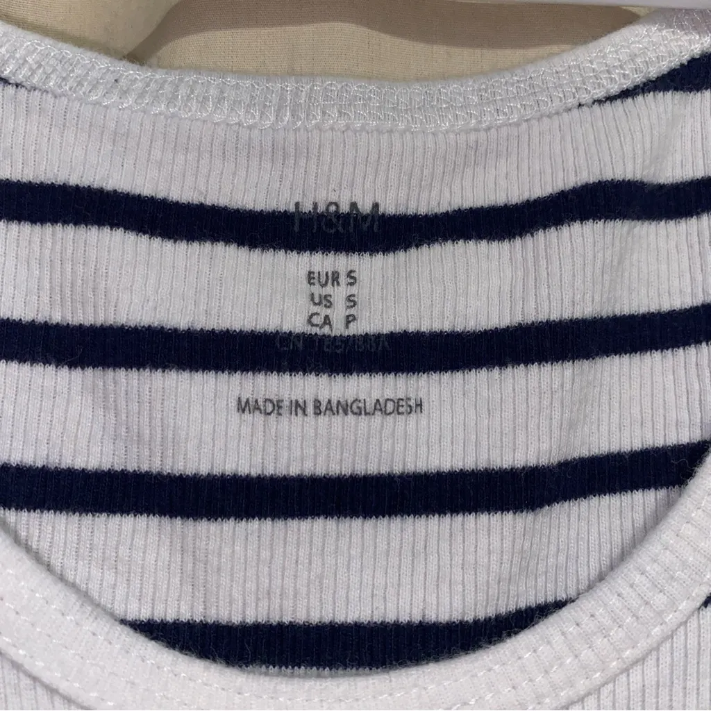 2/$10 BASICS TOPS BUNDLE AVAILABLE Black and White Striped H&M Tank Top - Image 2