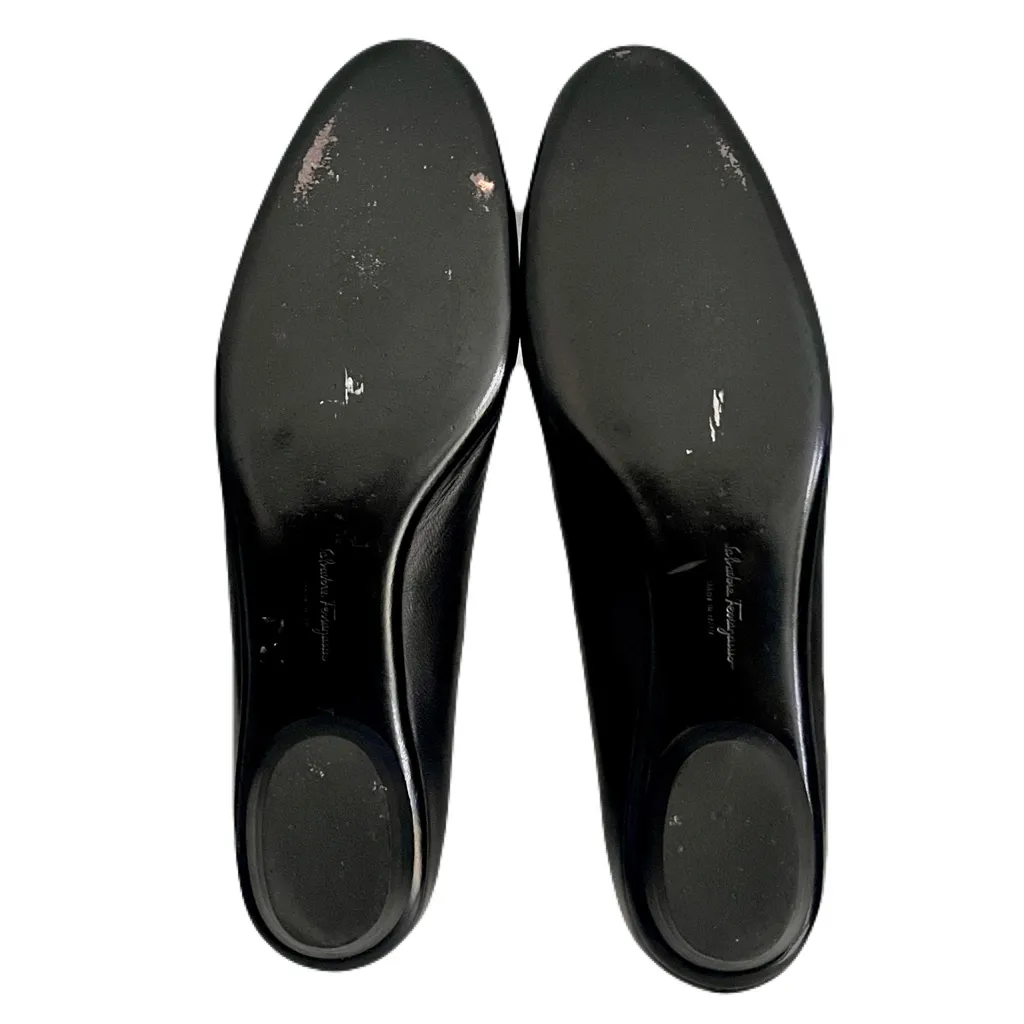 Salvatore Ferragamo Black Leather Cap Toe Gancini Spectator Flats, Size 8.5AA - Image 8