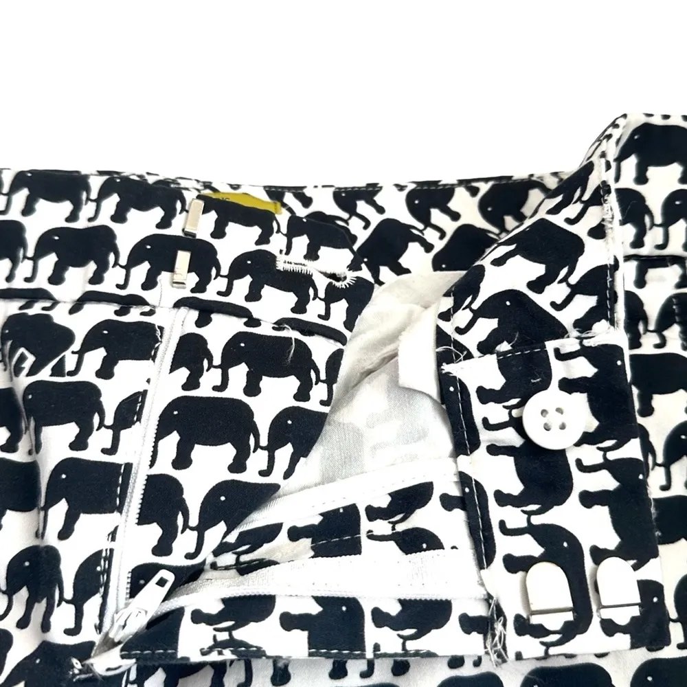 Banana Republic Milly Black & White Overall Elephant Print Cotton Shorts - Image 4