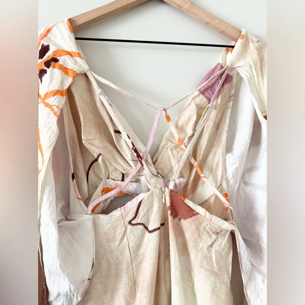 ASOS Edition Strapping Detail Maxi Dress in Stone Art Floral - Size 6 - Image 6