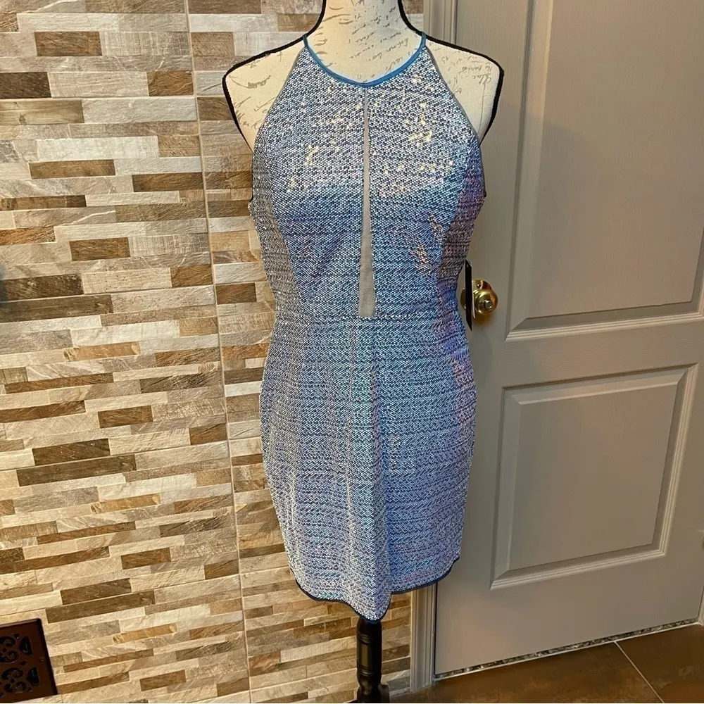 AIDAN Mattox Sequin Halter Mini Dress with Cutout Sz 10 - Image 7