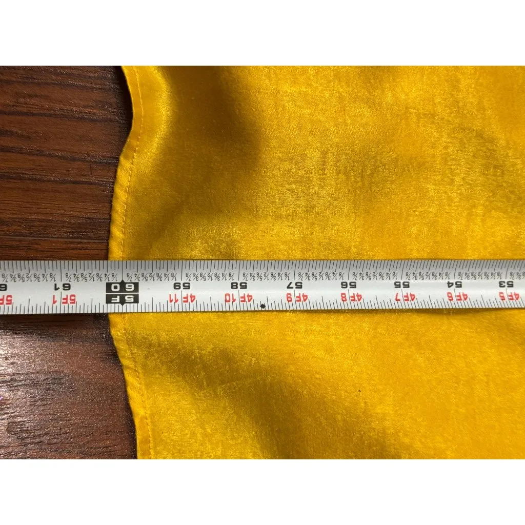 NEW Lulus XL Yellow Ruffled Cold Shoulder Maxi Wrap Satin Dress Formal Gown Chic - Image 12