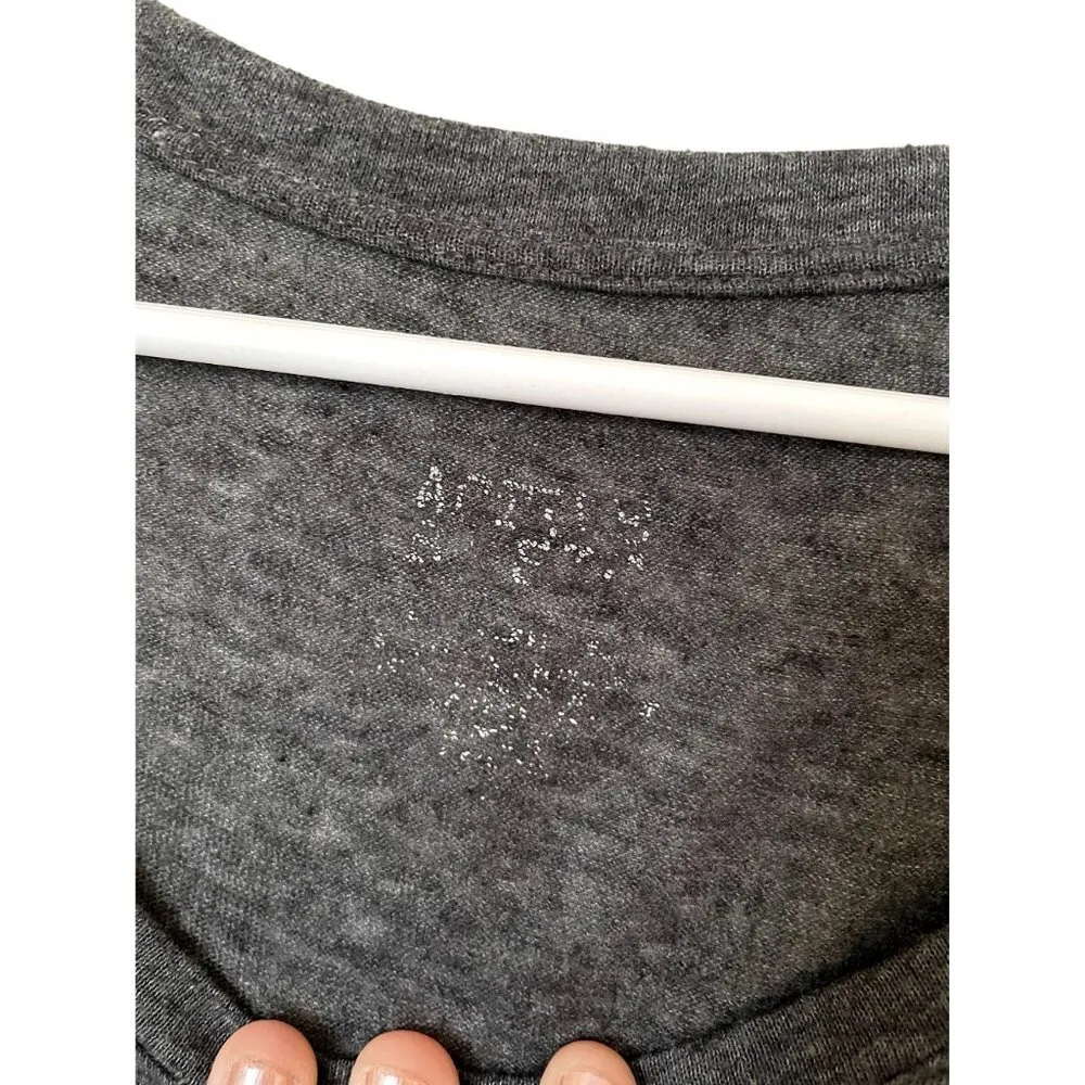 Gray cotton long sleeved top comfortable casual shirt scoop neck Size M - Image 3