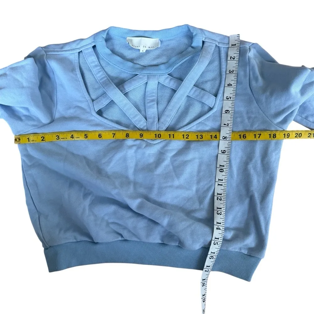 Fleur Du Mal 100% cotton blue pullover caged panel sweatshirt EUC - Image 6