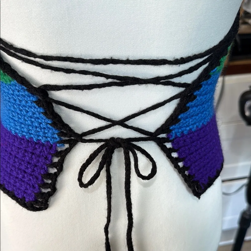 Handmade Multicolor Crochet Halter Top Red - Image 6