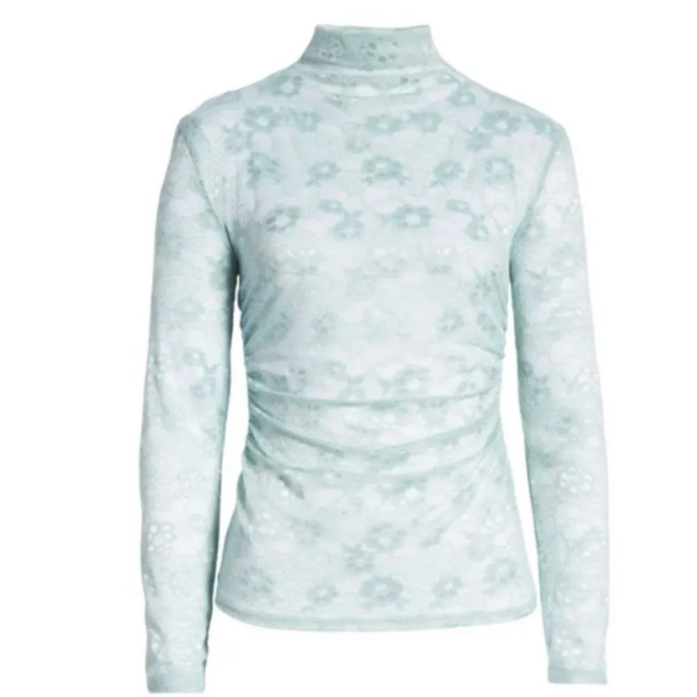 Nordstrom Open Edit Ruched Lace Mock Top Blouse NWT - Image 3